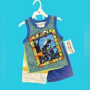 VTG NWT 80s 90s toddler 5T volleyball surf sporty streetwear color block set USA